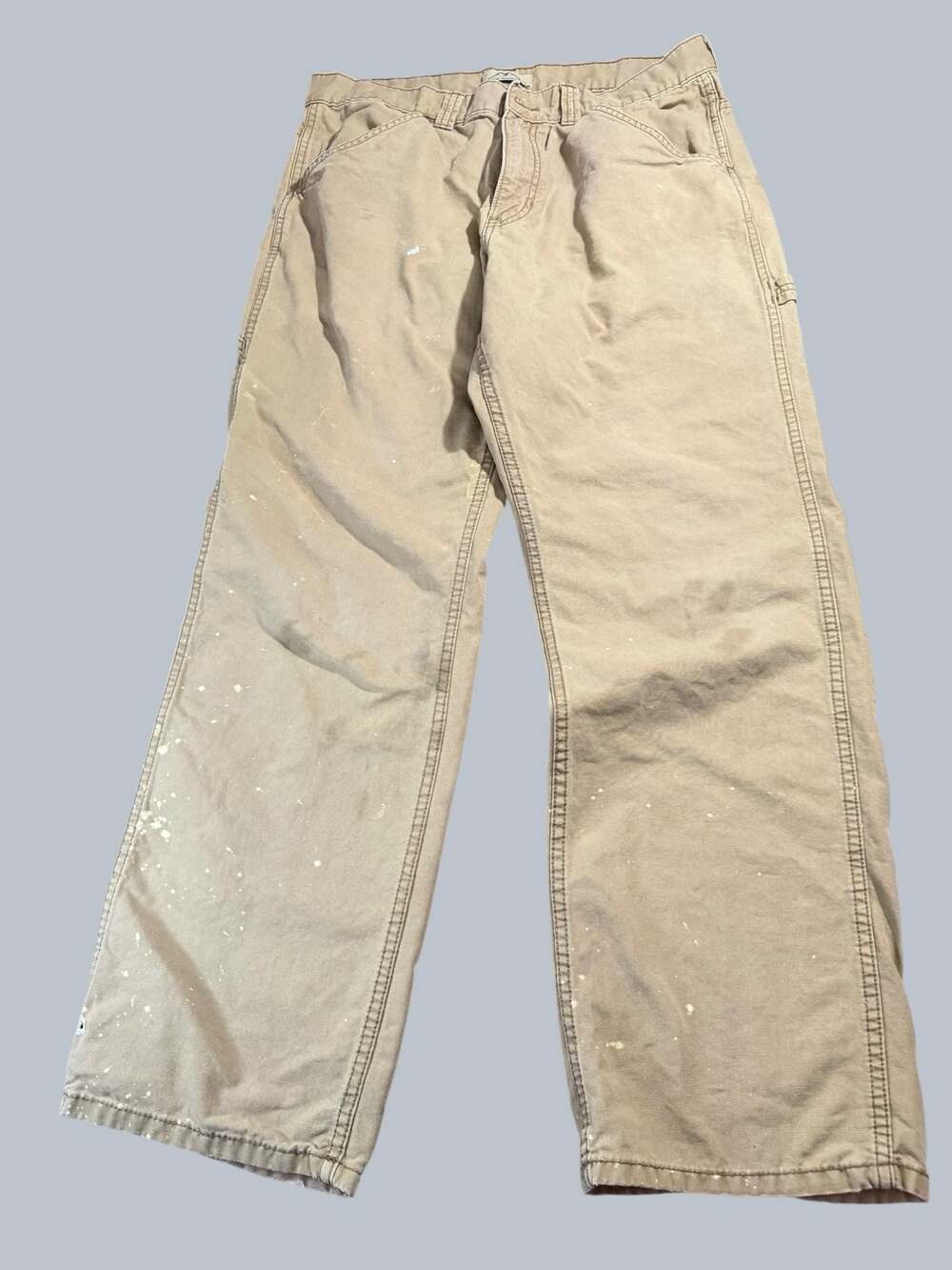 Vintage Blue Mountain Distressed Carpenter Work Pant Paint Splatter Canvas 34x32